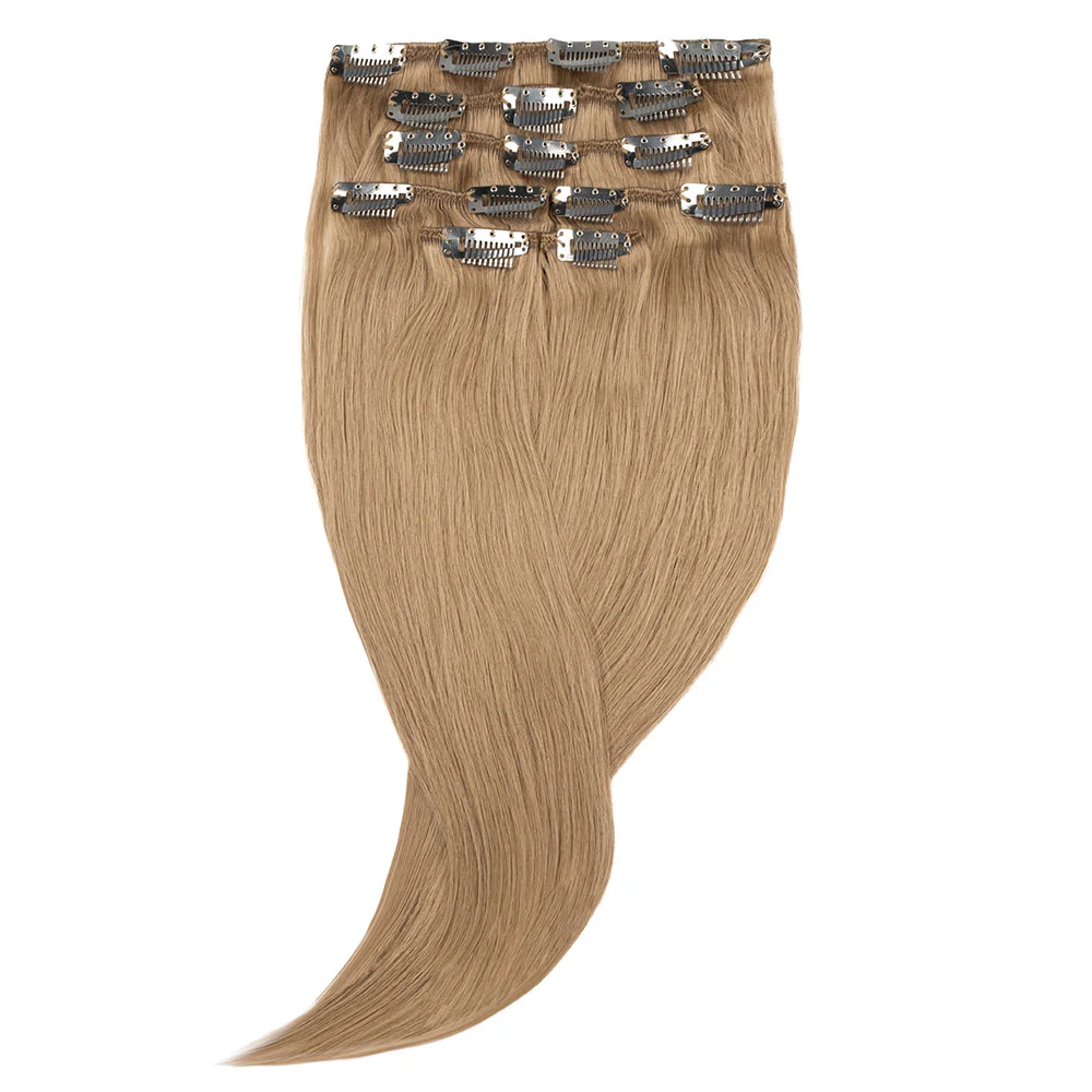 16" Human Hair 7pc Clip In - #10 Light Caramel - Image 2
