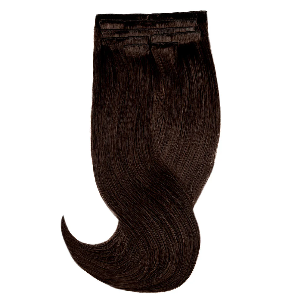 20" Human Hair 7pc Clip In - #2 Chocolate Brown