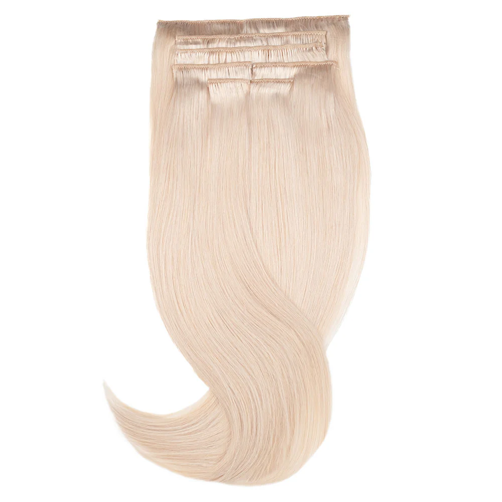 20" Human Hair 7pc Clip In - #60A Platinum Blonde