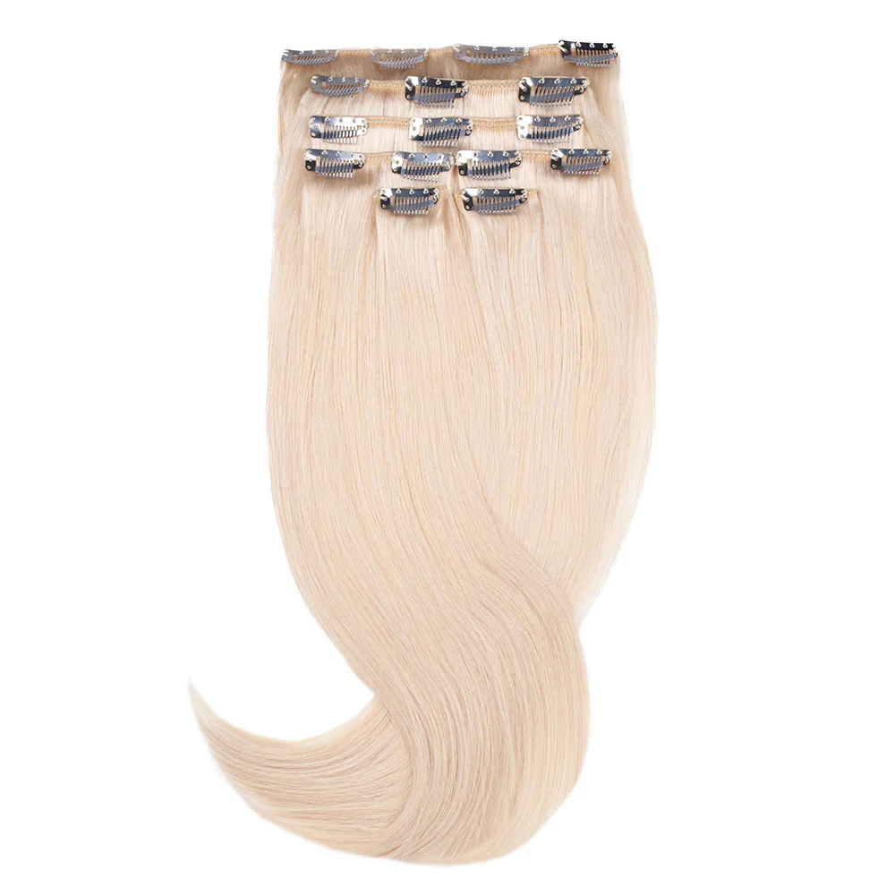 20" Human Hair 7pc Clip In - #60A Platinum Blonde - Image 2