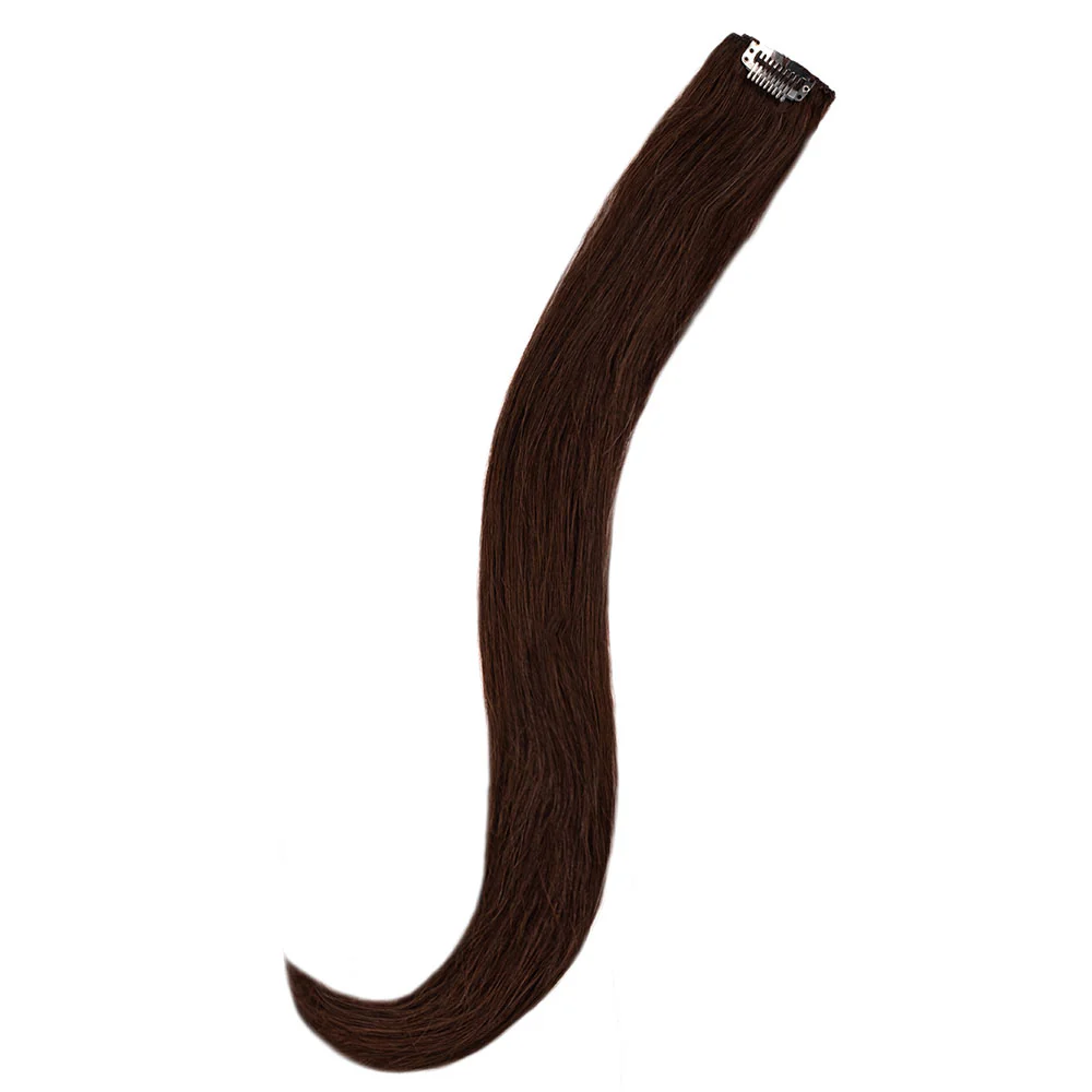 20" Human Hair Single Clip-in -  #2 Chocolate Brown - Image 2