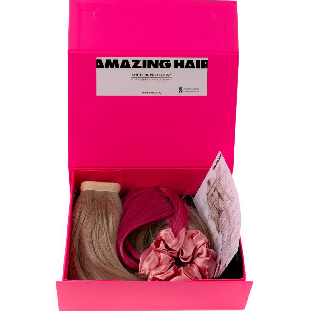Gift Box With Synthetic Ponytail 22" #6 Light Brown