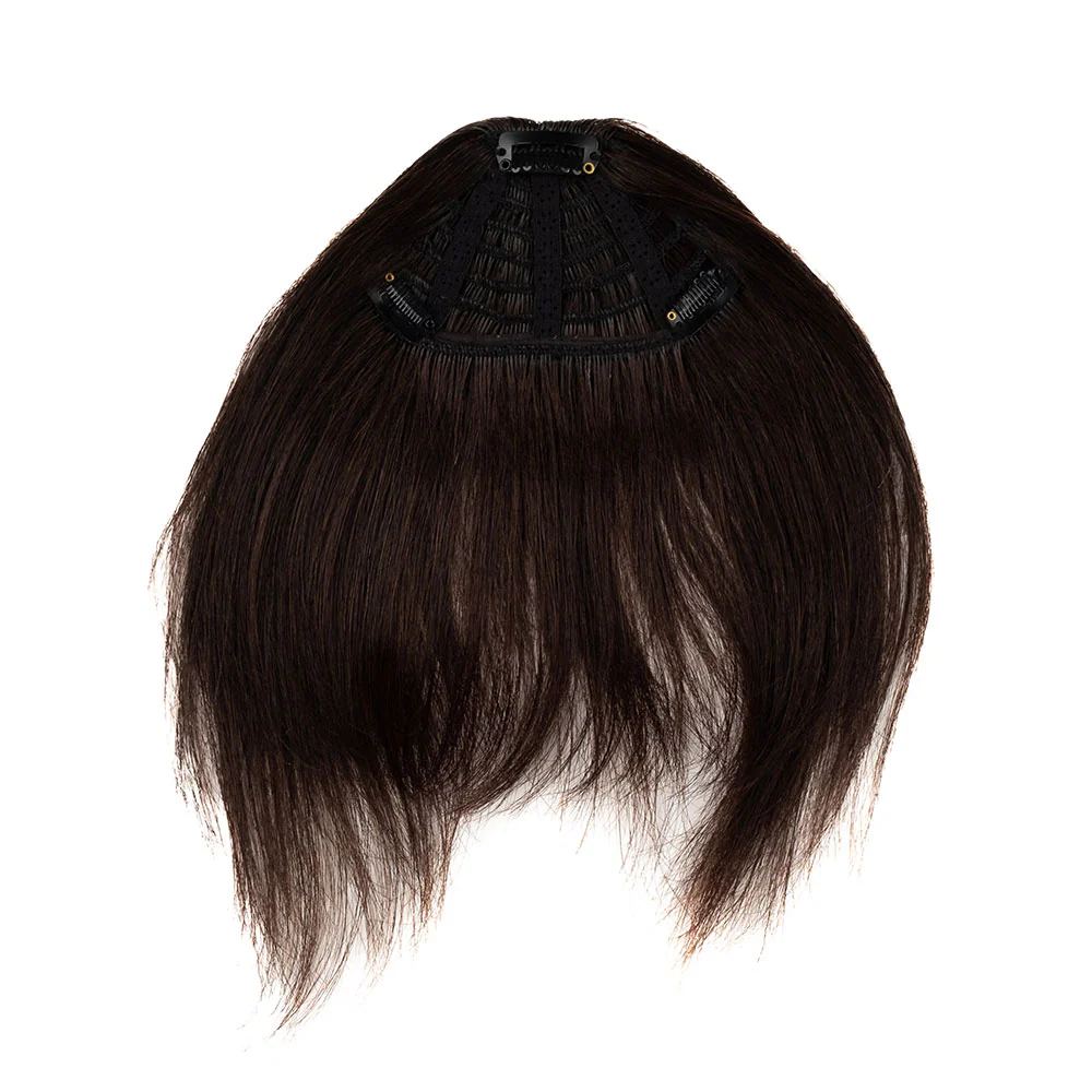 Human Hair Clip in Fringe - #1B Dark Brown - Image 2