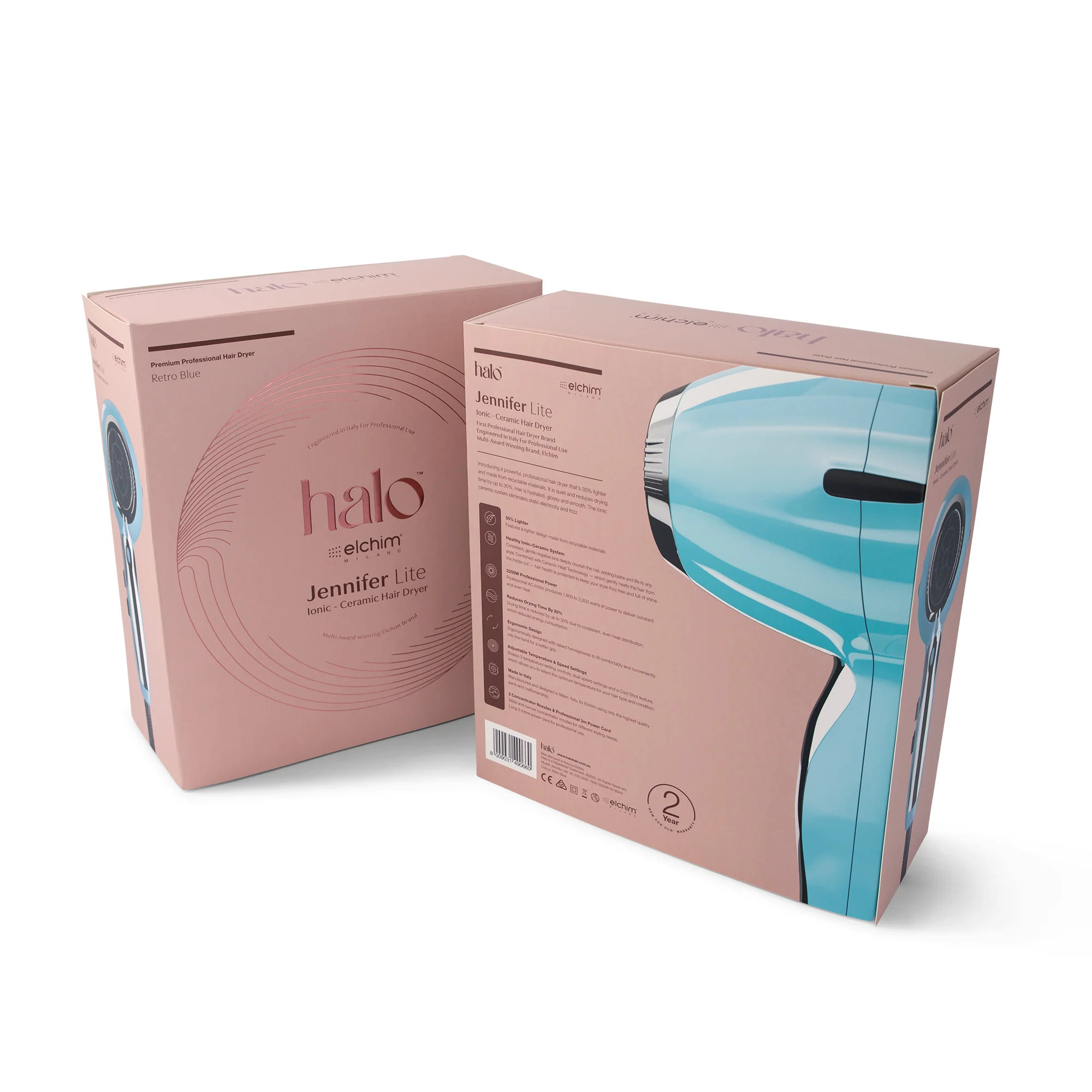 by Elchim Jennifer Lite Ionic-Ceramic Hair Dryer - Retro Blue - Image 4