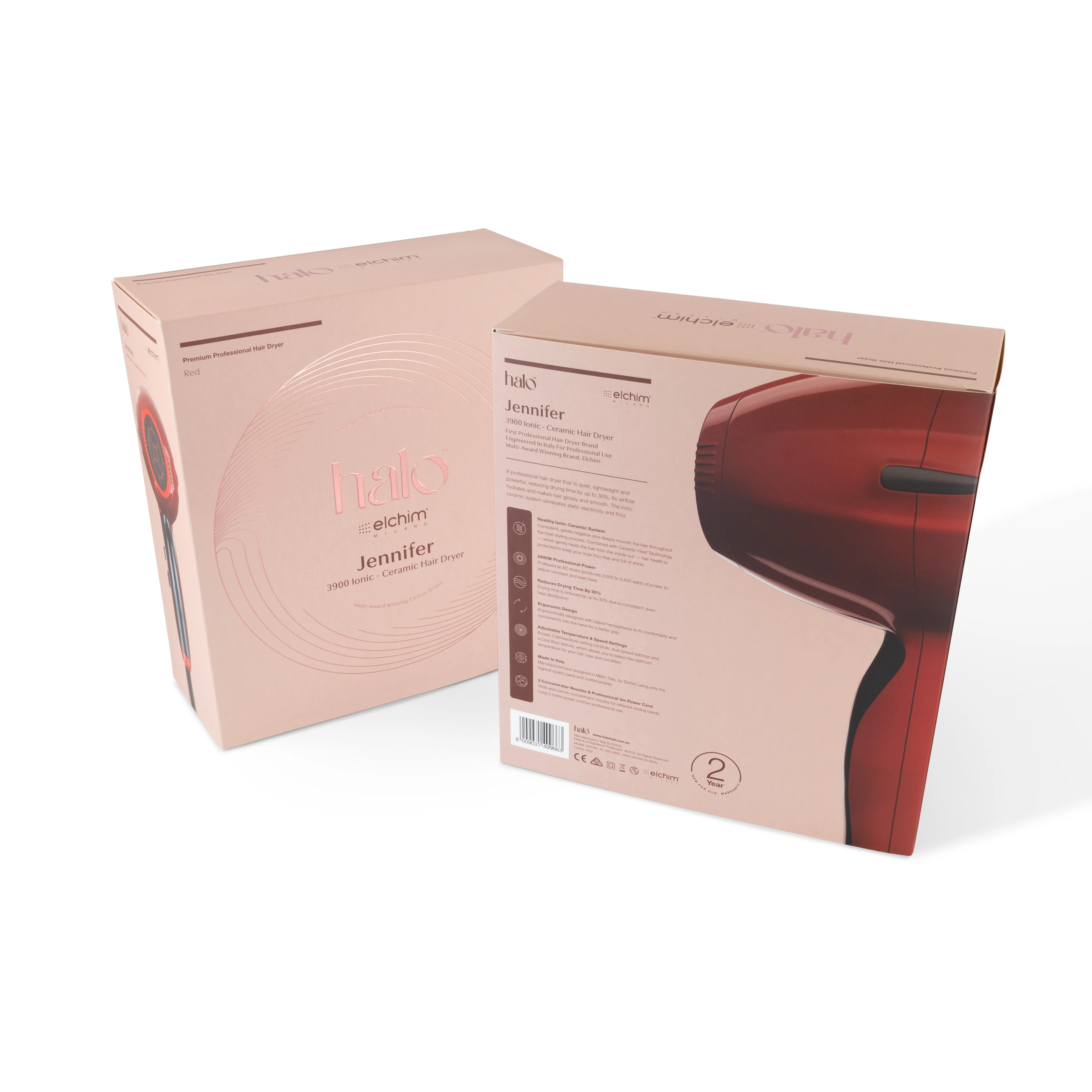 by Elchim Jennifer 3900 Ionic-Ceramic Hair Dryer - Red - Image 4