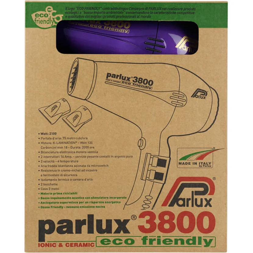 3800 Eco Friendly Ceramic & Ionic 2100W Hair Dryer - Purple - Image 3