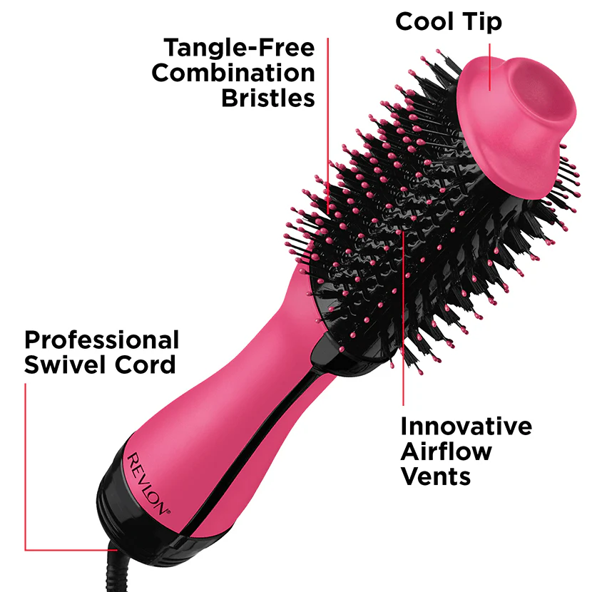 One Step Hair Dryer And Volumiser Hot Brush In Pink - Image 3