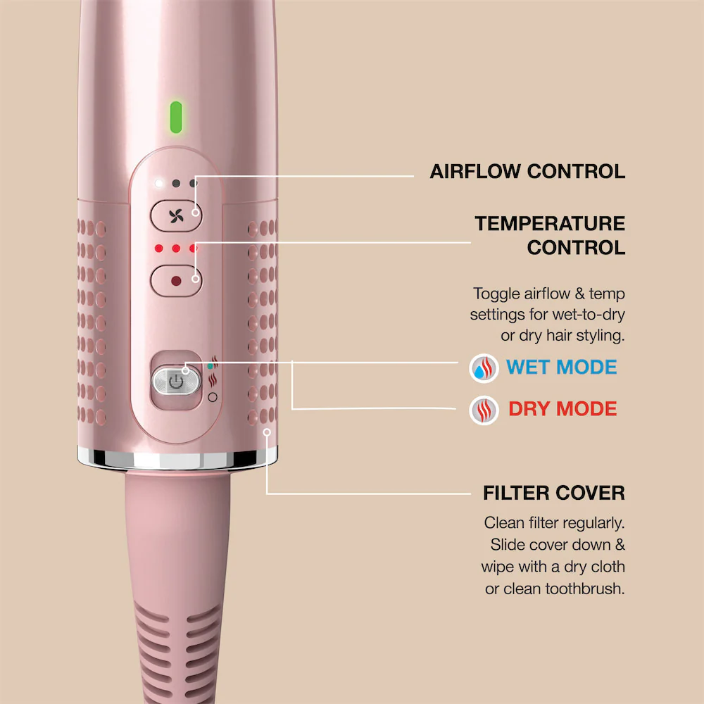 Glossi 2-in-1 Hot Tool and Air Glosser - Peony Pink - Image 3