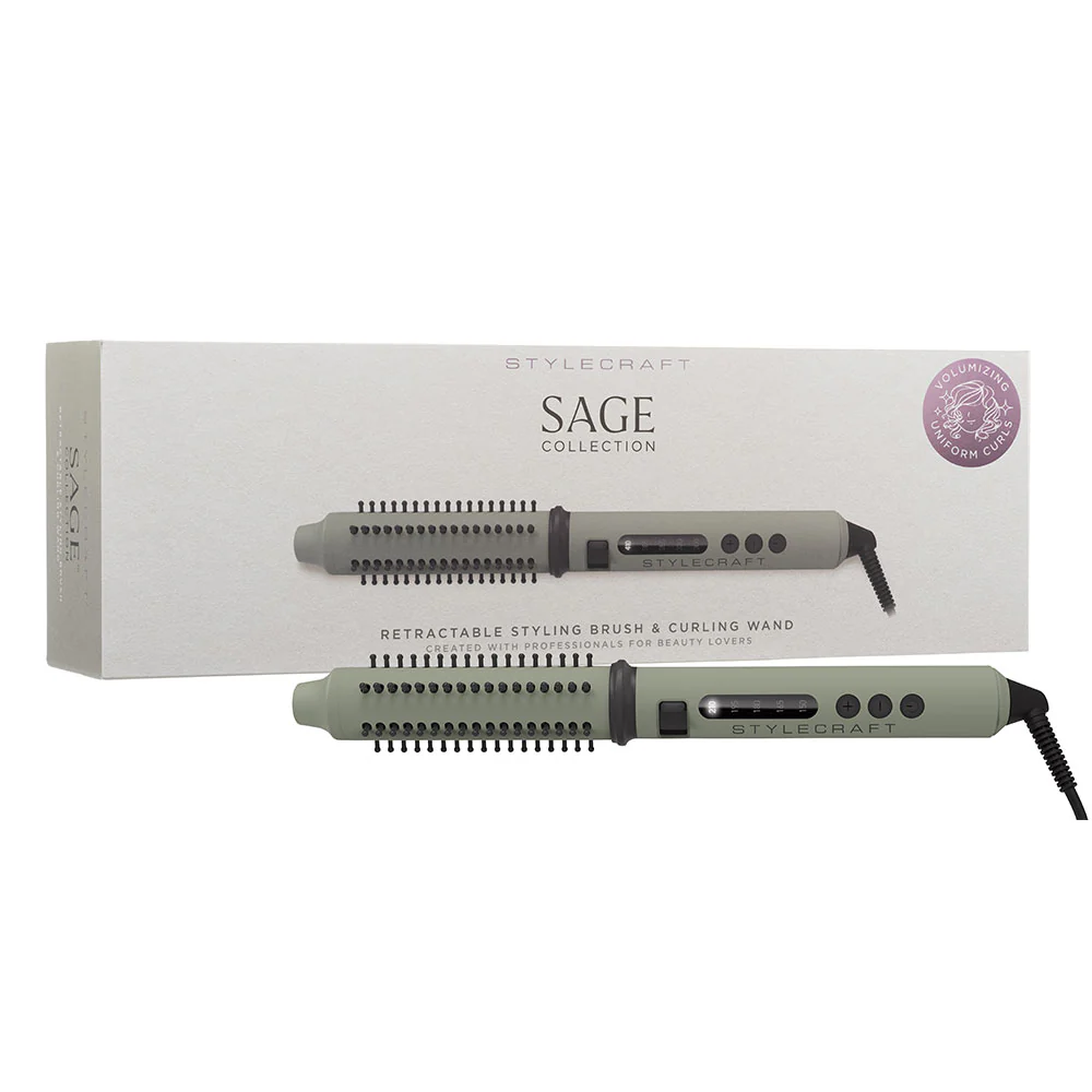 StyleCraft Sage Collection 2-in-1 Retractable Hot Brush 32mm - Image 3