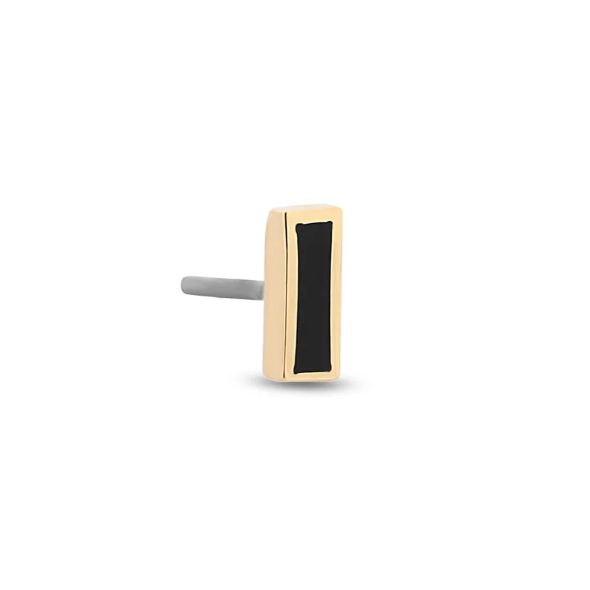 14Kt Gold Black Baguette Earring - 6mm Labret - Image 2