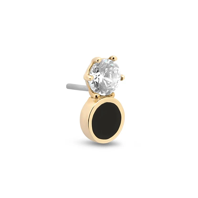 14Kt Gold Jewel & Jet Earring - 8mm Labret - Image 2