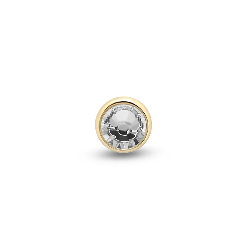 14Kt Gold Jewelled Bezel Earring - 8mm Labret - Image 2
