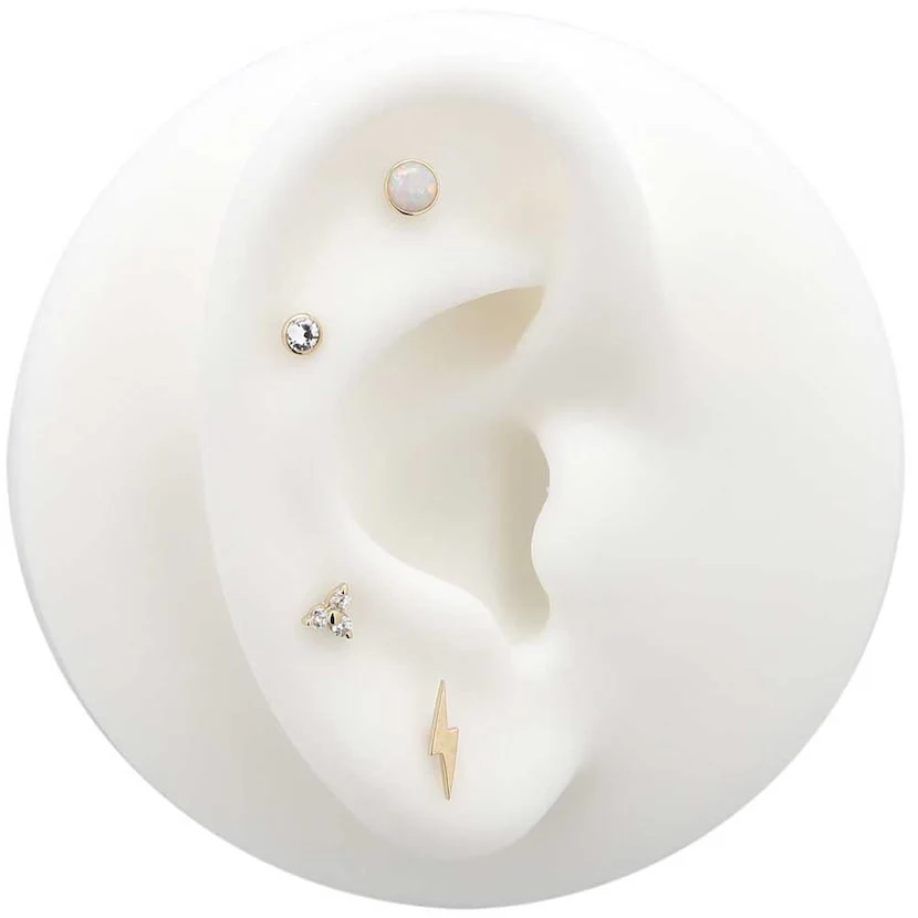 14Kt Gold Jewelled Bezel Earring - 8mm Labret - Image 6