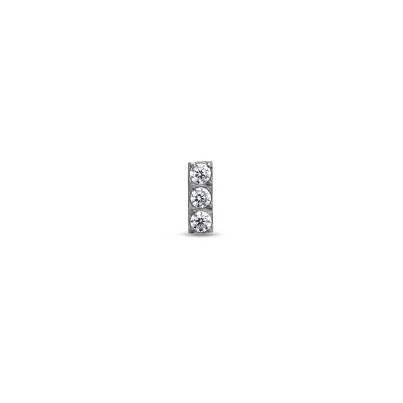 Jewelled Bar Attachment 3 Stones Earring - 6mm Labret - Image 3